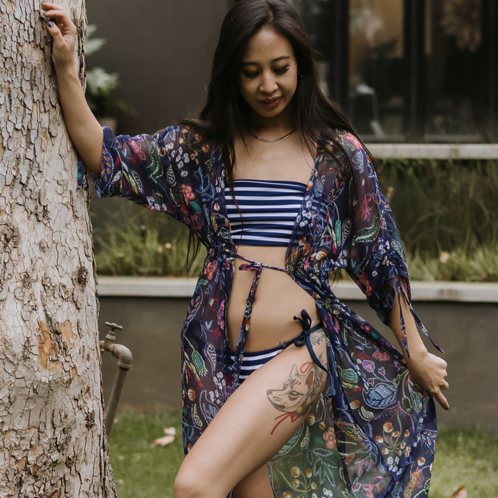 Long Kimono - Blue Floral