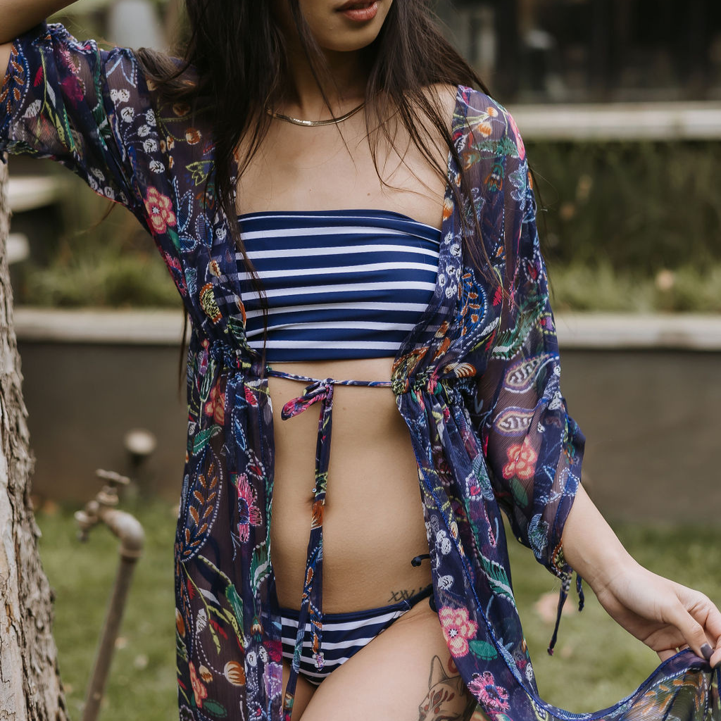 Long Kimono - Blue Floral