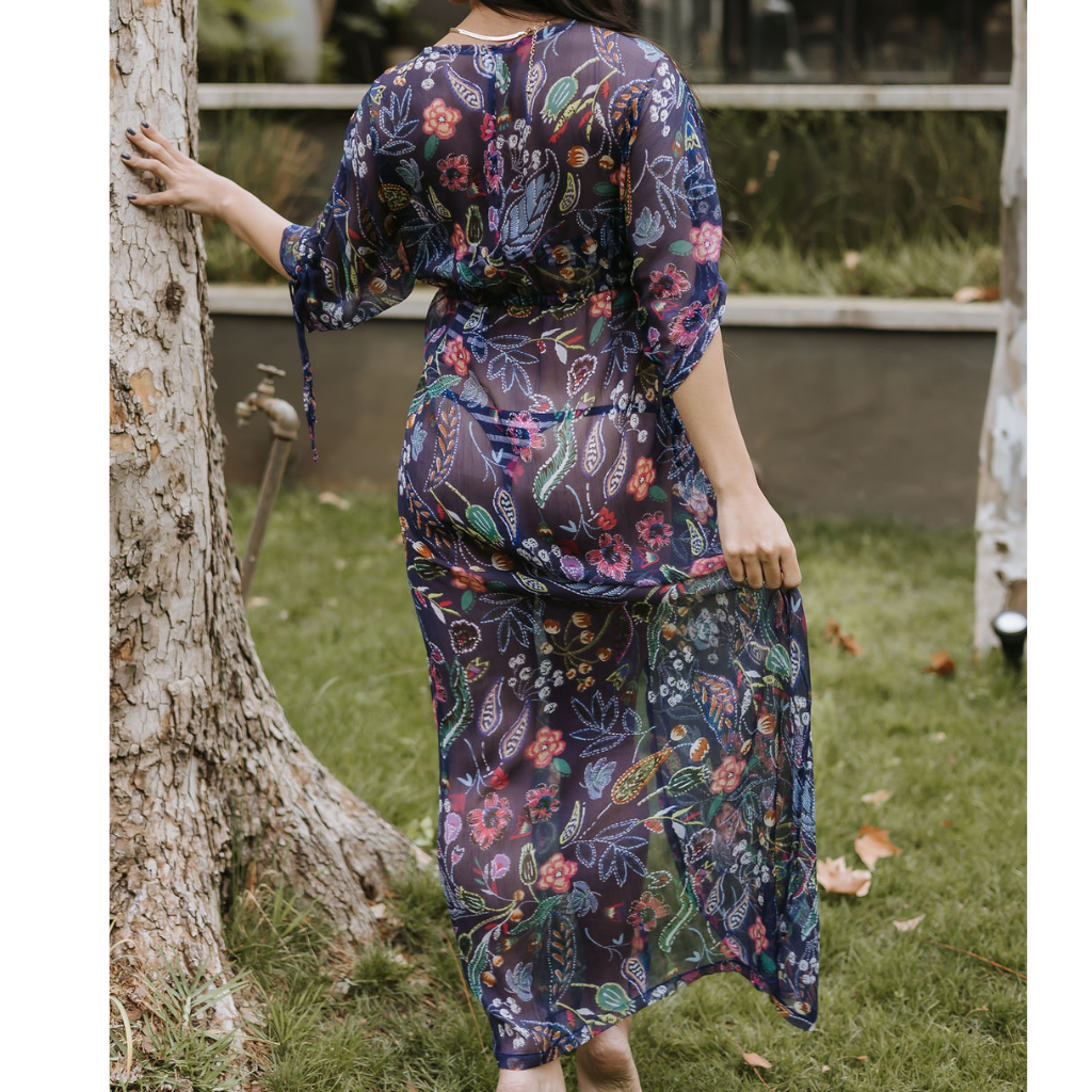 Long Kimono - Blue Floral