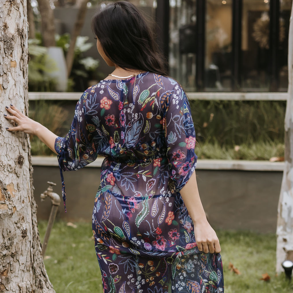 Long Kimono - Blue Floral