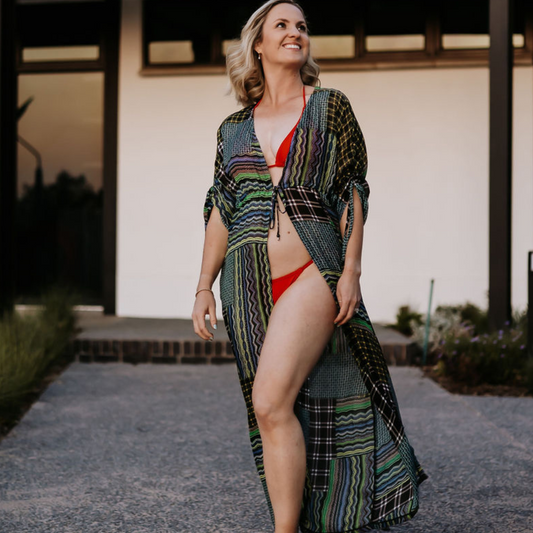 Long Kimono - Green Striation