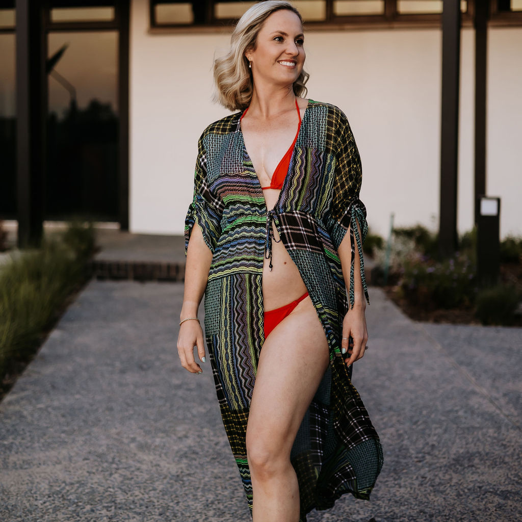 Long Kimono - Green Striation