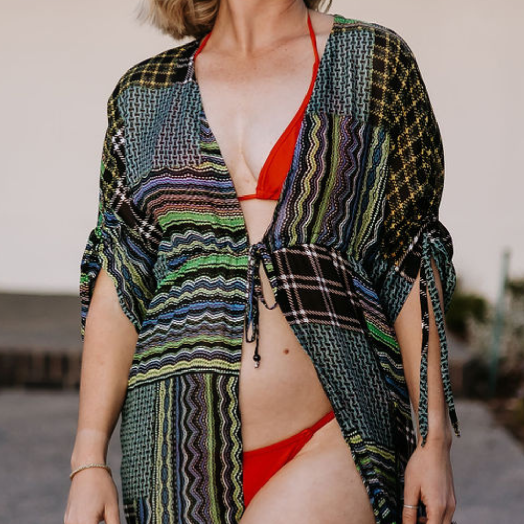 Long Kimono - Green Striation