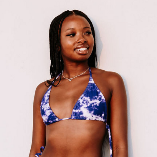 Blue Tie Dye - Triangle Style Bikini Top