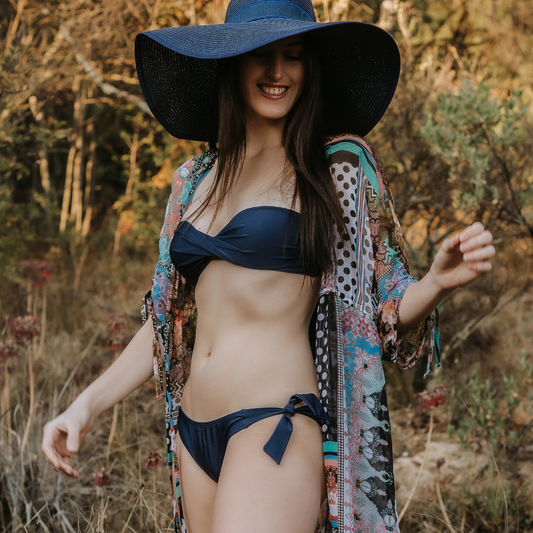 Navy - Classic Tie Style Bikini Bottom