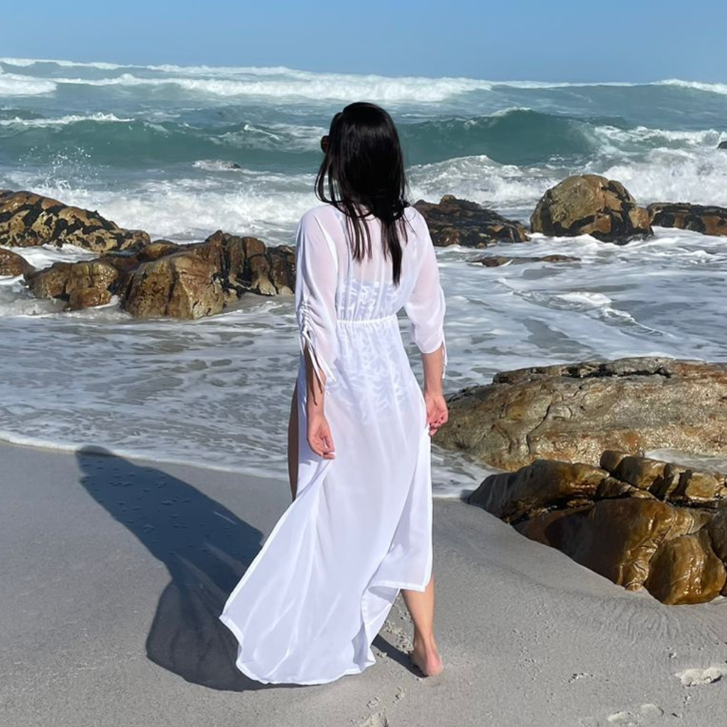 Long white beach kimono best sale