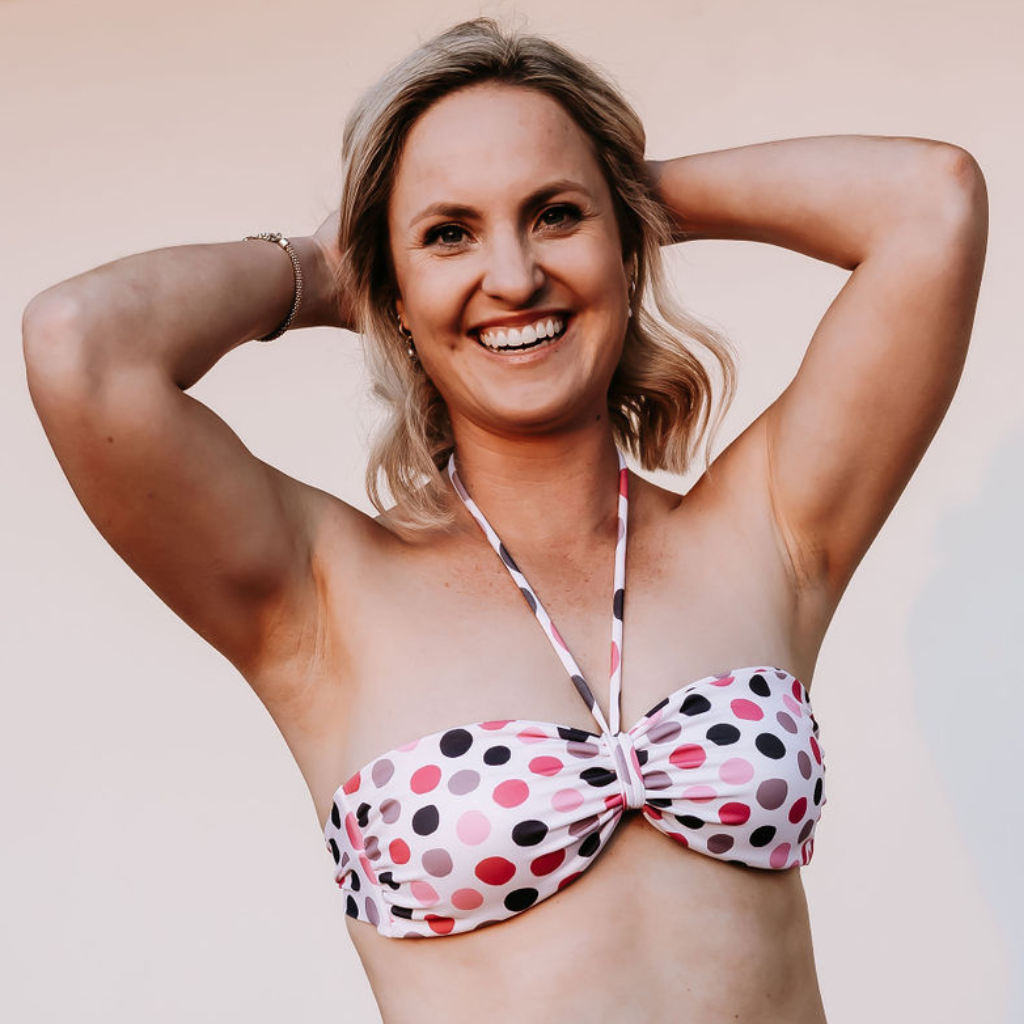 Pink Polka Dots - Bandeau Style Bikini Top
