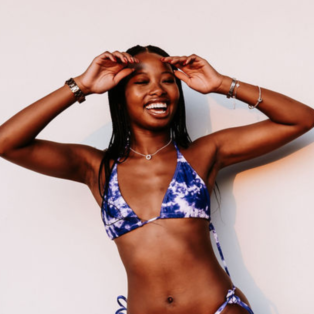 Blue Tie Dye - Triangle Style Bikini Top