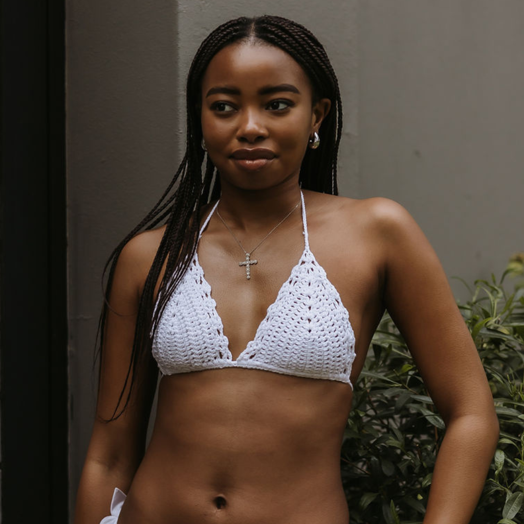 White Luna - Crochet Style Bikini Top