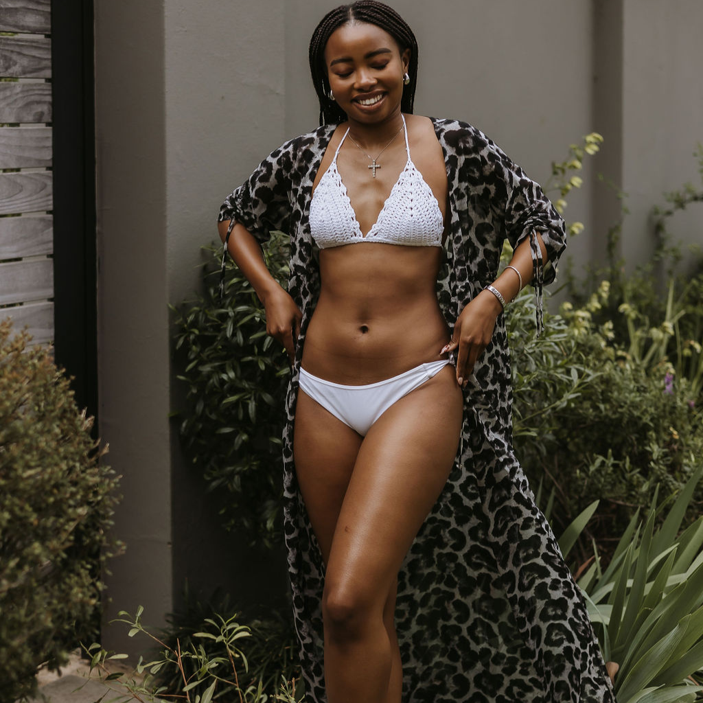 White Luna  - Crochet Style Bikini Top