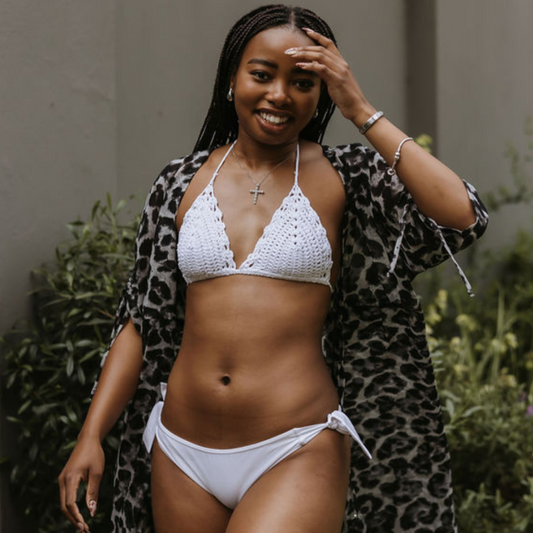 White Luna  - Crochet Style Bikini Top