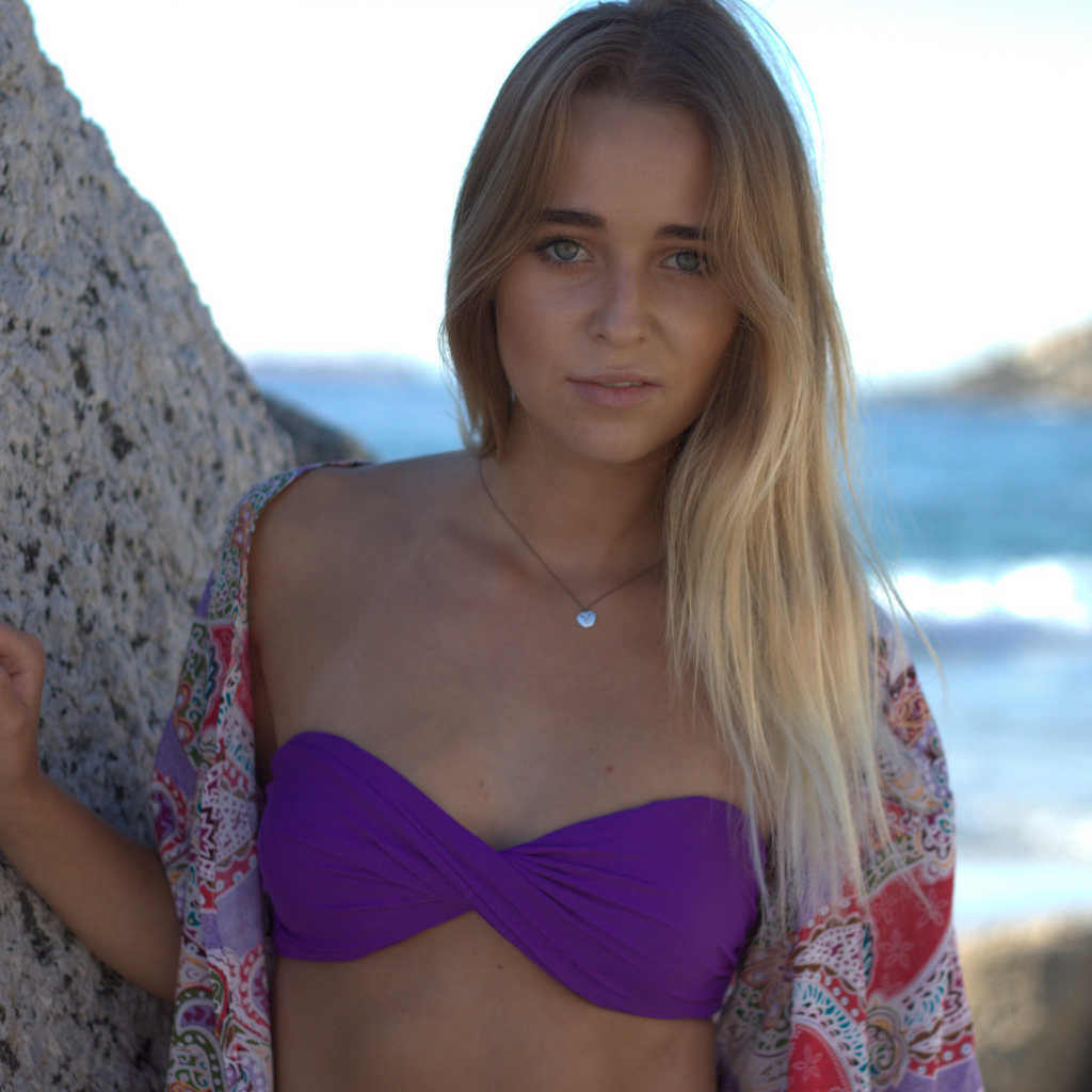 Purple - Bandeau Style Bikini Top