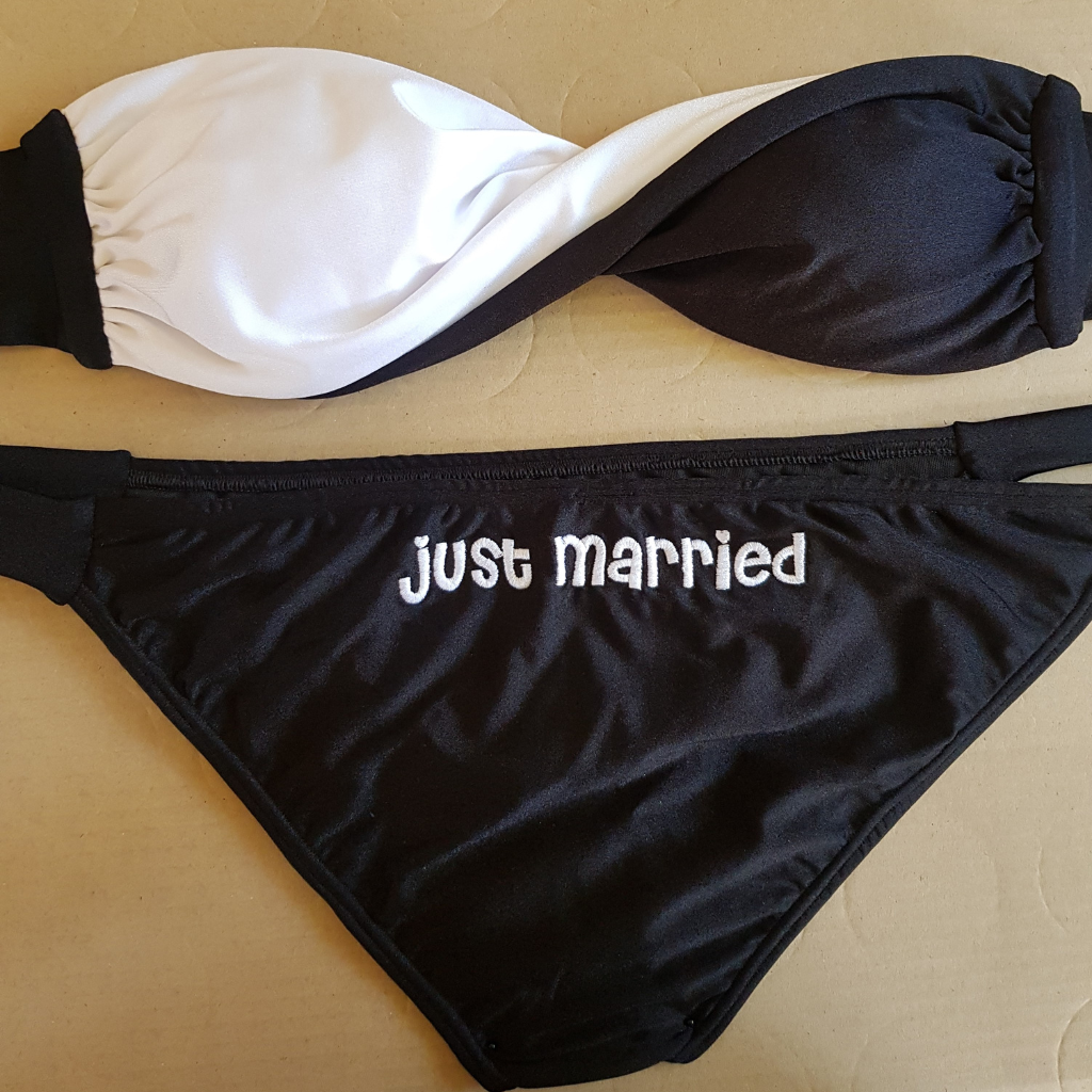 Black - Just Married - Classic Tie Style Bikini Bottom