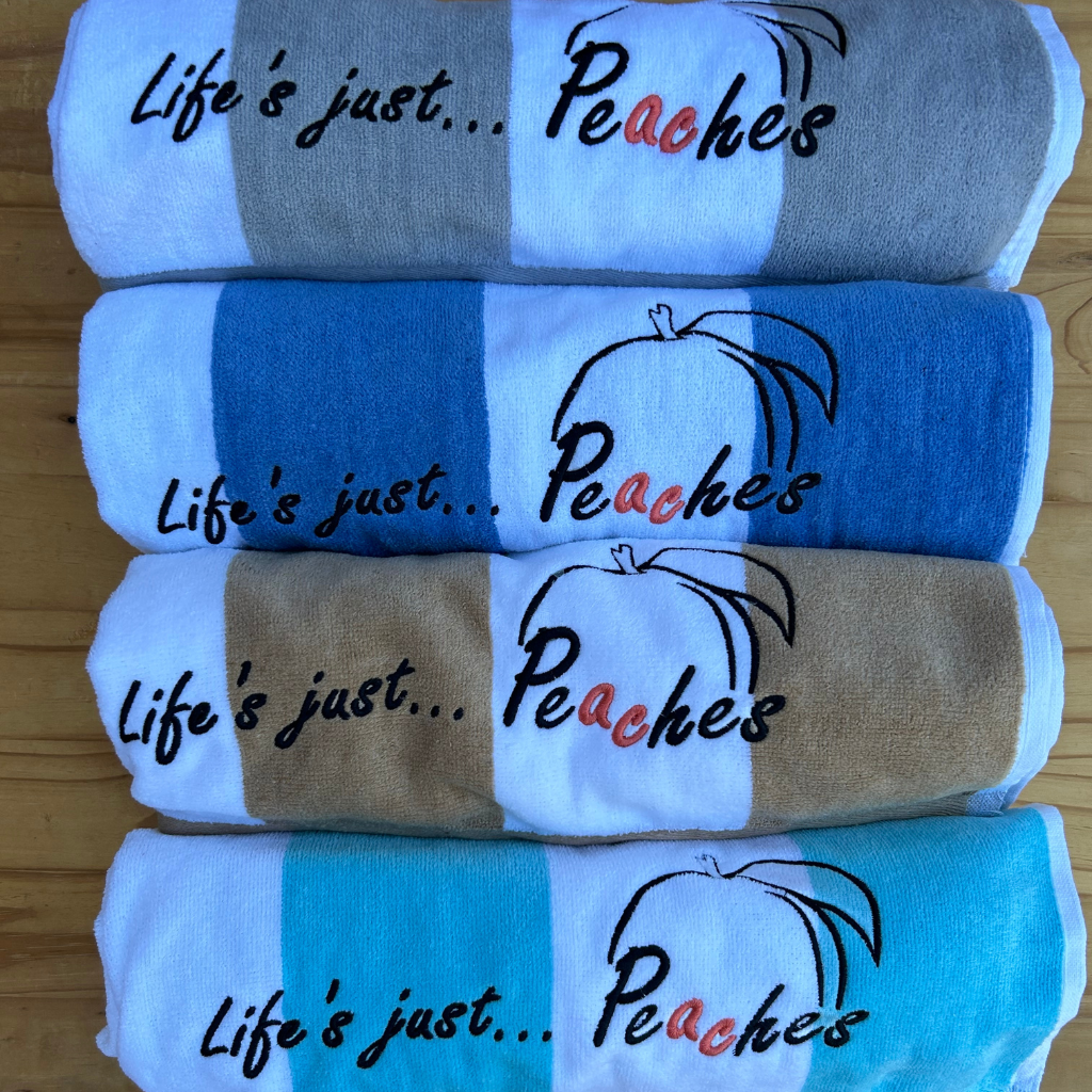 White & Beige Striped - Beach Towel