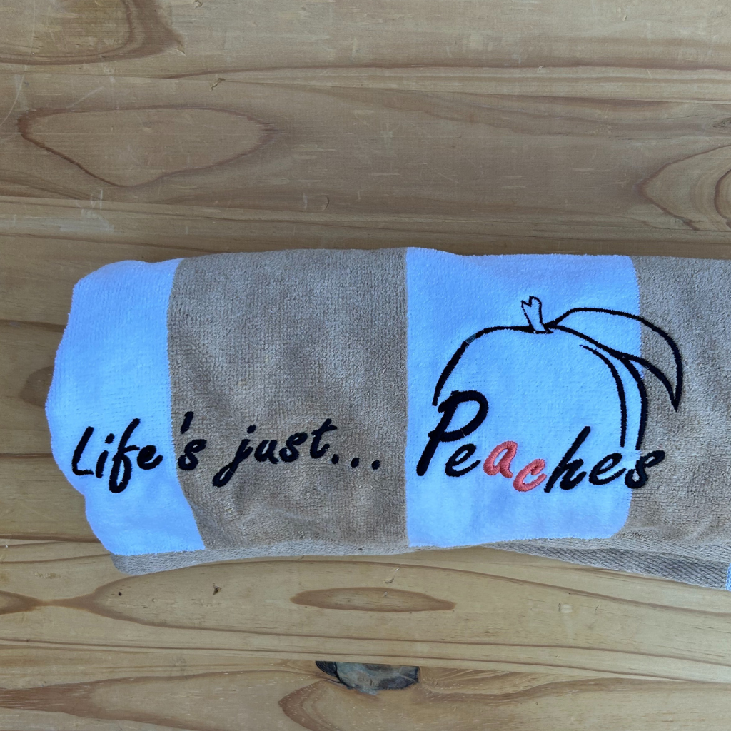 White & Beige Striped - Beach Towel