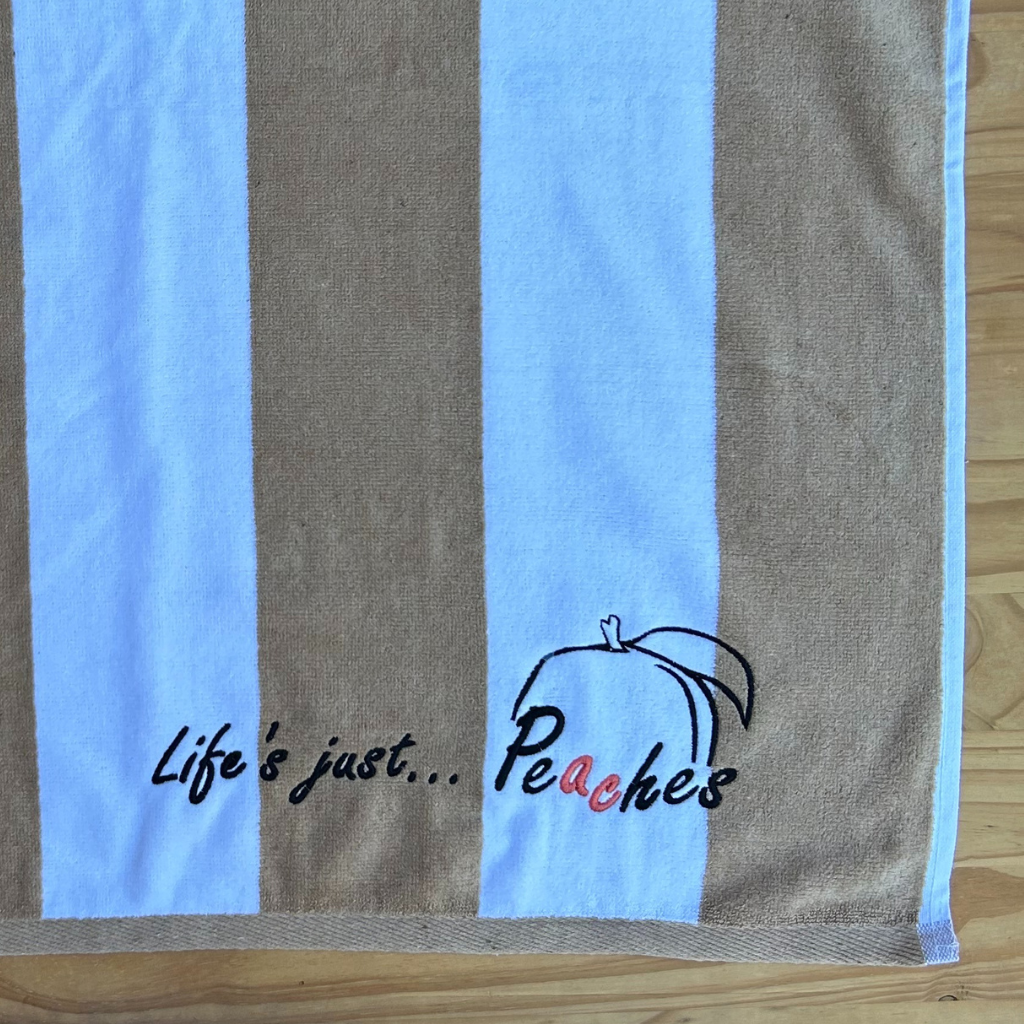 White & Beige Striped - Beach Towel