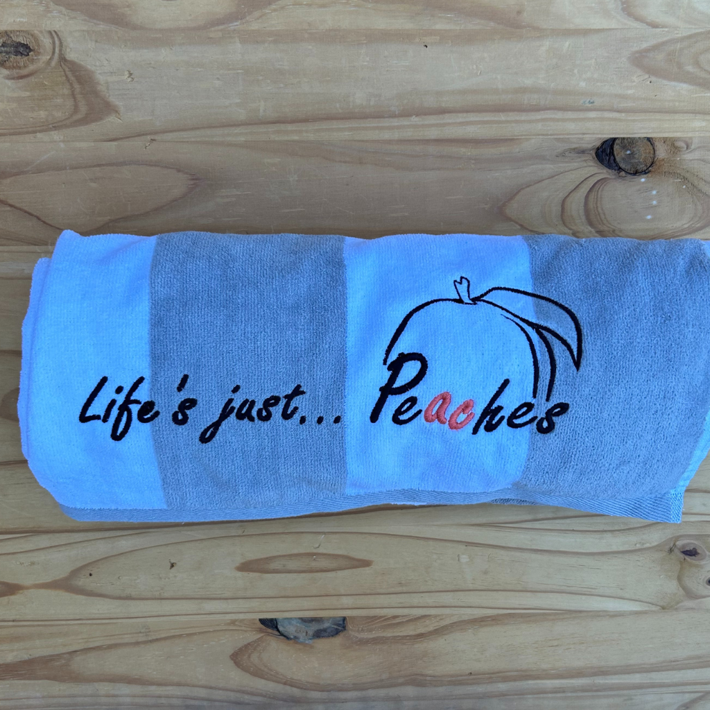 White & Grey Striped - Beach Towel