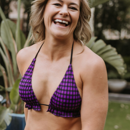 Purple & Black Checkered -  Chelsea Style Bikini Top