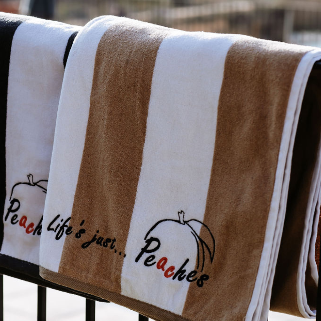 White & Beige Striped - Beach Towel