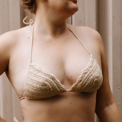 Champagne Indi  - Crochet Style Bikini Top