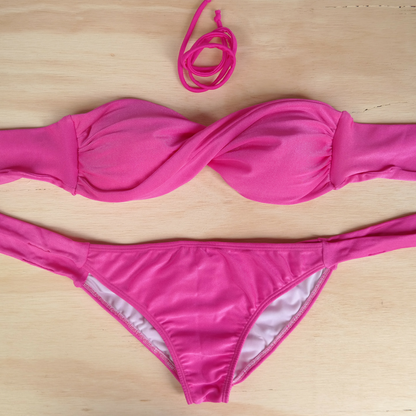 Pink - Bandeau Style Bikini Set
