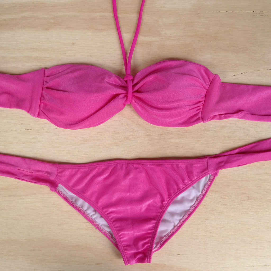 Pink - Bandeau Style Bikini Set