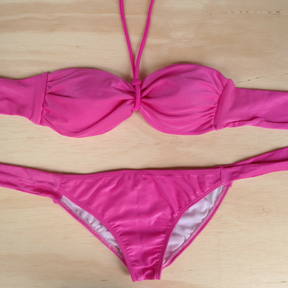 Pink - Bandeau Style Bikini Set