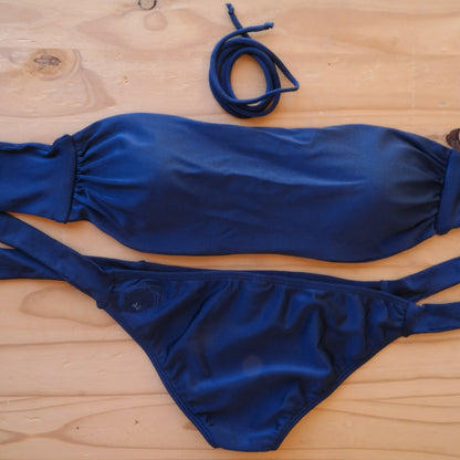 Navy - Bandeau Style Bikini:  navy colur boobtube style top and navy colour classic tie bikini bottom. Handmade from nylon lyrca