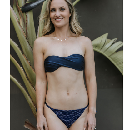 Navy & White Dots- G-String Style Bikini Bottom