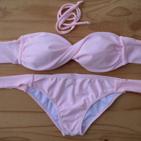 Pastel Pink - Bandeau Style Bikini Set