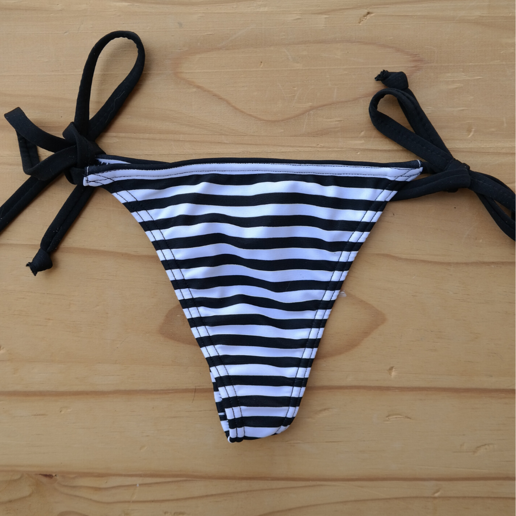 Black & Grey Stripes - G-String Style Bikini Bottom