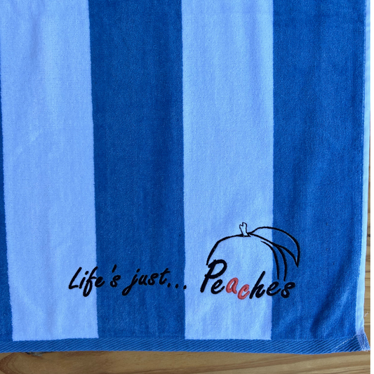 White & Blue Striped - Beach Towel