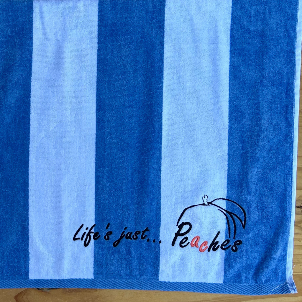 White & Blue Striped - Beach Towel